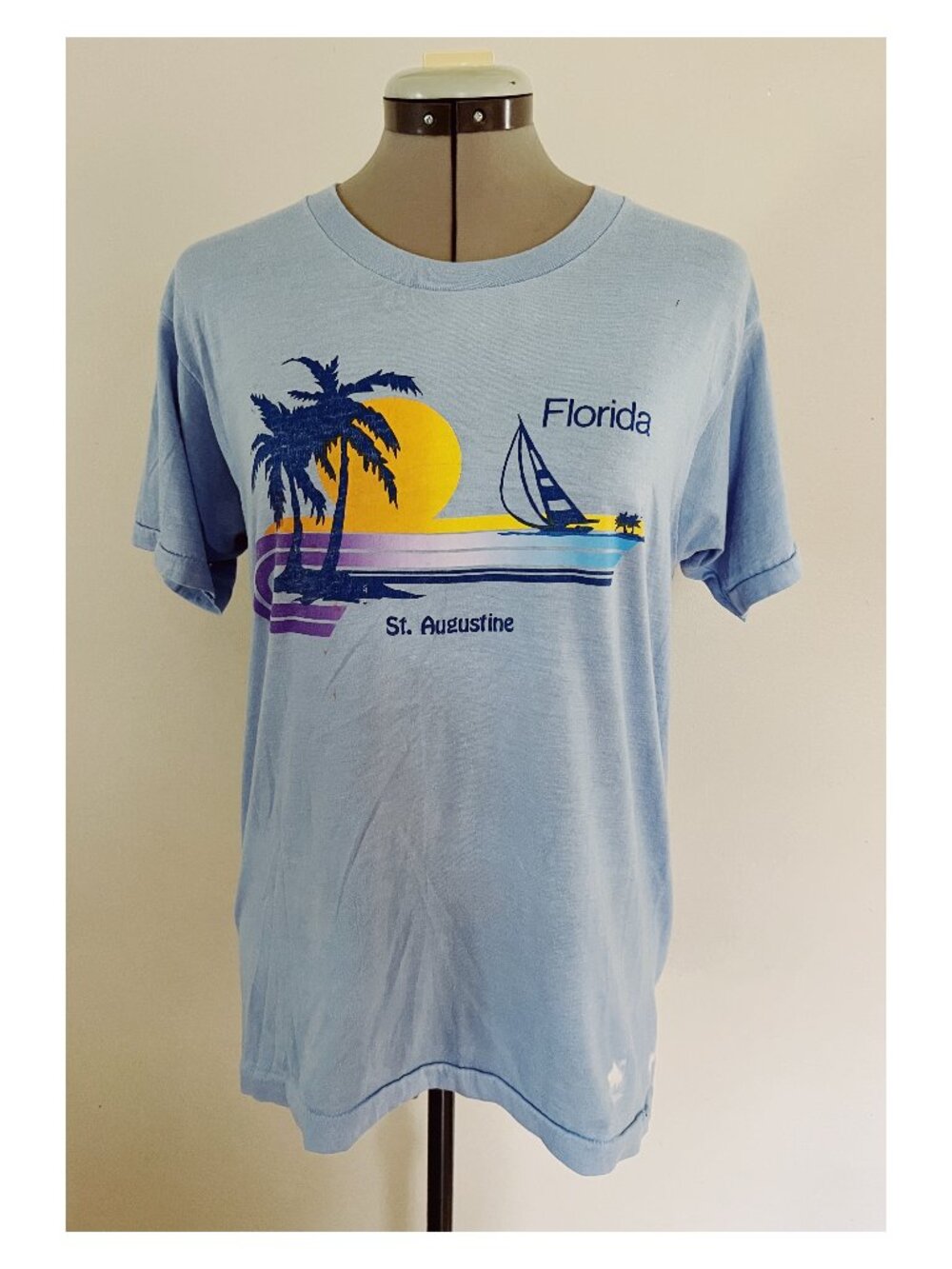 VTG 80s Screen Stars Sz M St Augustine Florida Souvenir Travel Graphic Tee
